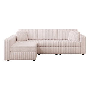 English Elm 106.3" Plush L-Shaped Sofa For 4 | Stylish Light Pink Couch With Modular Design & Easy Maintenance W1767S00020