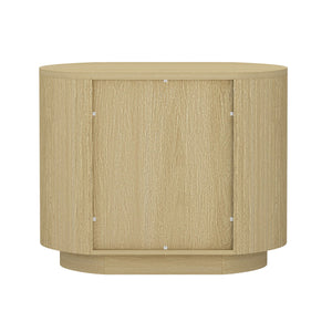 English Elm Olivia 27" Nightstand in Natural Oak – 2-Drawer Ribbed Wood Grain, Rounded Corners, Metal Glam Handles B365P398197