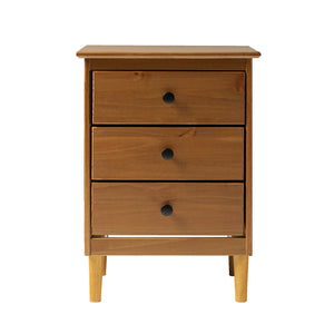 English Elm Walker Edison - Classic 3-Drawer Solid Wood Nightstand with Deep Storage Drawers, Sustainably Sourced Pine Finish Caramel 23 L x 18 W x 6 H B185P168927