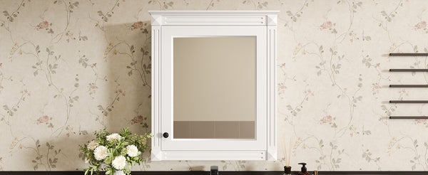 English Elm 24'' 24'' Wall Mounted Bathroom Mirror Cabinet with Adjustable Shelves, Space-Saving Modern Storage Solution White N710P195492K