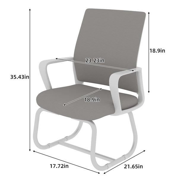 English Elm Minimalist breathable mesh office chair with curved support, cushioned seat, stable iron frame for long workdays White+gray W1935P338541