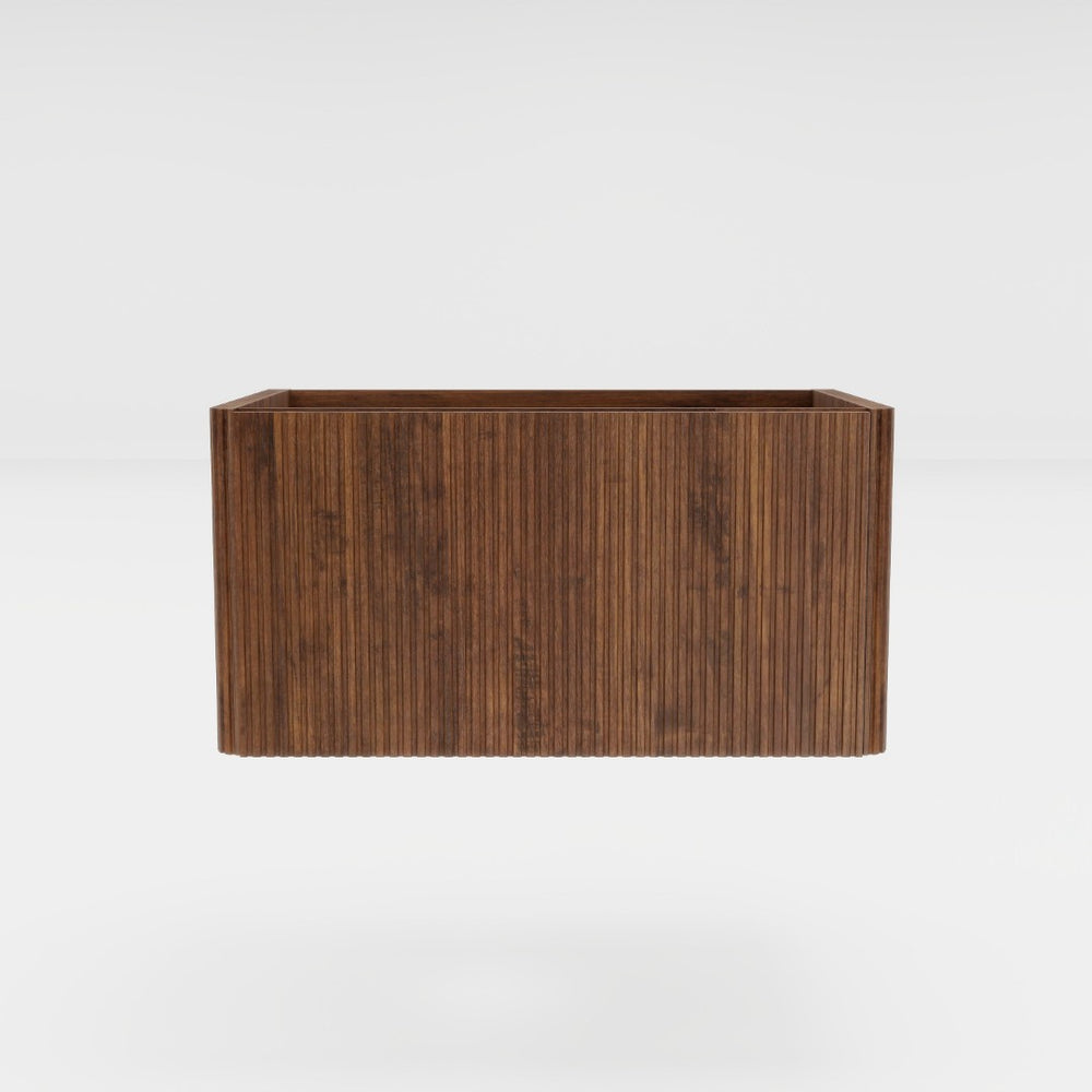English Elm Etna Floating Wall Mounted Bathroom Vanity with Push Open Drawer and Wood Grain Finish Walnut W1865P327889