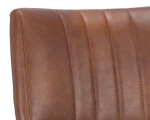 Sunpan Berkley Dining Chair Set of 2 - Stylish Industrial Design with Channel Tufted Faux Leather Comfort Bravo Cognac