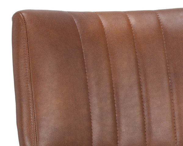 Sunpan Berkley Dining Chair Set of 2 - Stylish Industrial Design with Channel Tufted Faux Leather Comfort Bravo Cognac