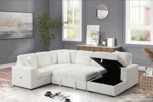 English Elm Grande Modern Sectional Sofa with Sleeper, Built-In Storage & USB Charging — Plush Contemporary Comfort Cream B009S01922