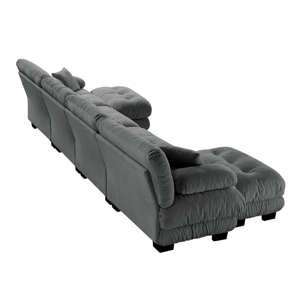 English Elm Free Modular Sectional Sofa - U-Shaped Chenille Couch With 2 Ottomans For Ultimate Comfort & Style W714S01024