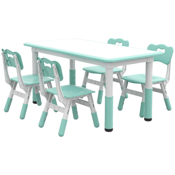 English Elm Qaba Kids Table And Chair Set - Adjustable 5-Piece Toddler Furniture For Playtime & Learning Fun! W2225P217328-GIGA