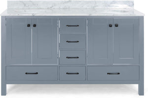 English Elm Christopher Knight Home® - 73'' Luxury Bathroom Vanity with Marble Top & Dual Ceramic Sinks, Freestanding 4-Door 3-Drawer Cabinet Grey N759S999017E