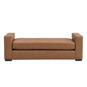 English Elm Stylish Faux Leather Bench Ottoman with Sculpted Arms for Bedroom or Living Room N769P426918D
