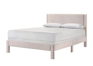English Elm 1pc Plush Upholstered Headboard Queen Bed with Ribbed Texture, Low-Profile Frame and Sleek Modern Design Pink 54.7 L x 21.3 W x 6.9 H B2741P322569