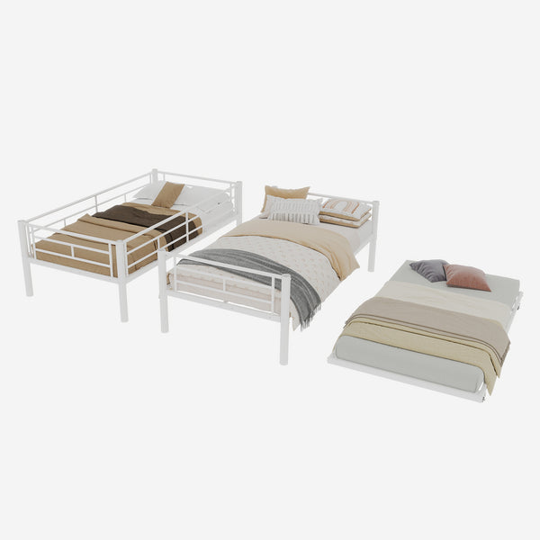 English Elm Heavy-duty Metal Twin over Twin Bunk Bed with Noise-Reducing Design, Safety Rail, Ladder, 350lb Capacity White W1935P300342