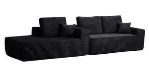 English Elm 104" Cloud Modular Sectional Plush Corduroy Deep Seating Sofa with Chaise for Living Room W3975S00031