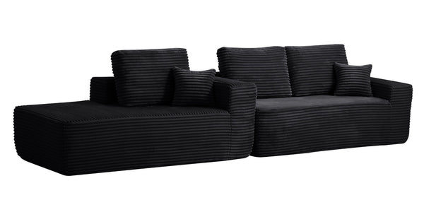 English Elm New Plush Corduroy L-shape Sectional Sofa Deep Cloud Seating for Modern Living Spaces W3975S00043