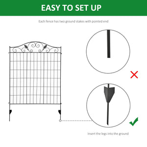 English Elm Outsunny Steel Vine Panel Garden Border Fence Set Powder Coated Yard Edging 4 Pack W2225P174526