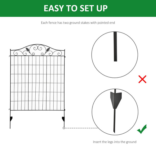 English Elm Outsunny Steel Vine Panel Garden Border Fence Set Powder Coated Yard Edging 4 Pack W2225P174526
