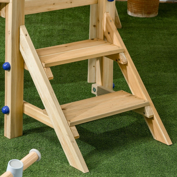 English Elm Wooden Toddler Playset with Swing Slide Fort and Climbing Platform for Backyard Fun T3971P438594