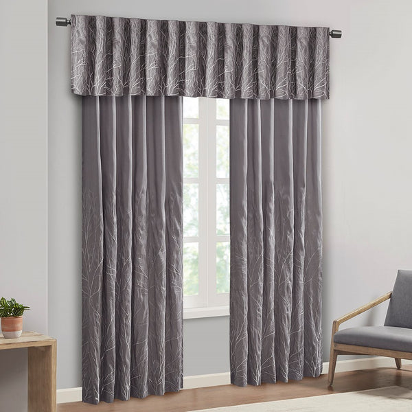 English Elm Curtain Madison Park Andora Faux Silk Embroidered Tree Branch Panel Lined Rod Pocket Back Tabs 50x84 Grey 3 L x 10.04 W x 7.09 H B03598038