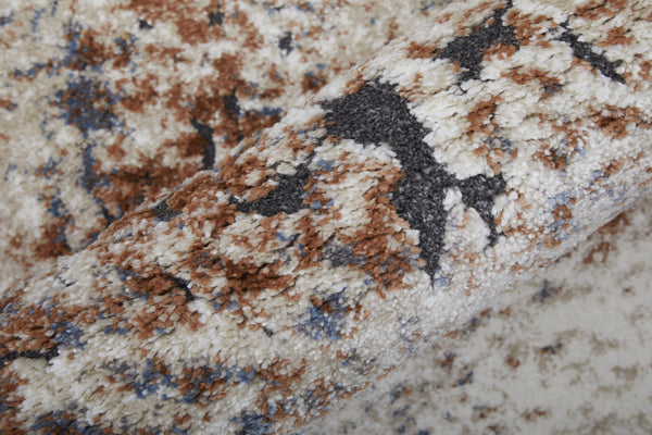 Feizy Rugs Gilmore Collection Abstract Geometric Rug – Vibrant, Machine-made Beauty For Modern Interiors Ivory,Blue,Taupe Polypropylene Gil39mnfivymlth00