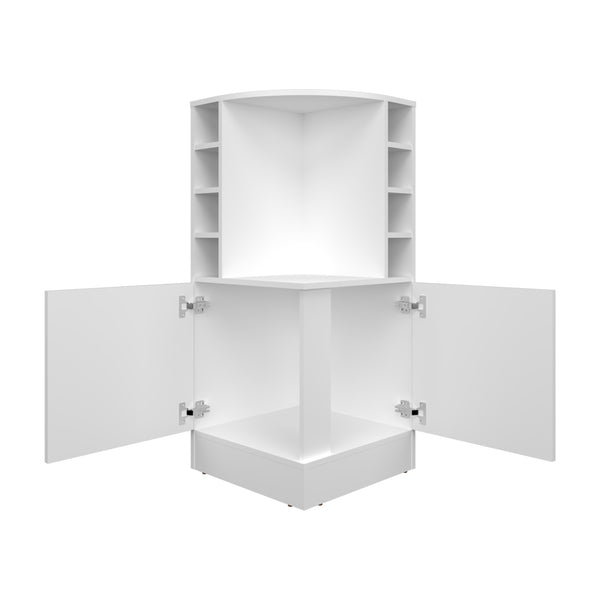 English Elm Bar Cabinet with Concealed Double Doors and 8 Wine Bottle Slots, Durable Engineered Wood Storage Solution White 47.2 L x 23.23 W x 4.72 H B097P296836