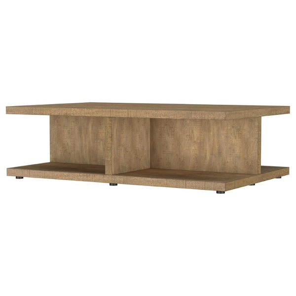 English Elm Metron Mango Finish 3 Piece Living Room Table Set with Open Shelf Storage B062S01470
