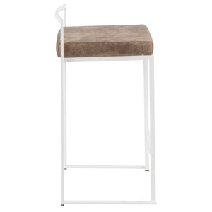 English Elm Contemporary Stackable Steel Counter Stools Padded Fabric Seats for Kitchen Islands Set of 2 B202P222382