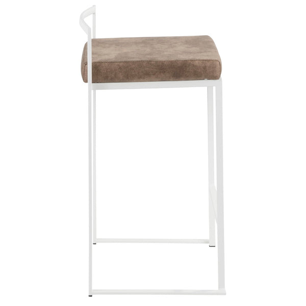 English Elm Contemporary Stackable Steel Counter Stools Padded Fabric Seats for Kitchen Islands Set of 2 B202P222382
