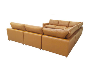 English Elm Leather Match Modular Sectional Sofa with Top Grain Upholstery for Open Living Rooms Ginger B2748S00166