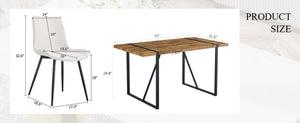 English Elm Table Set With Vintage Wood Top & White Faux Leather Chairs - Modern Dining Solution For Any Space W1151S01484-GIGA