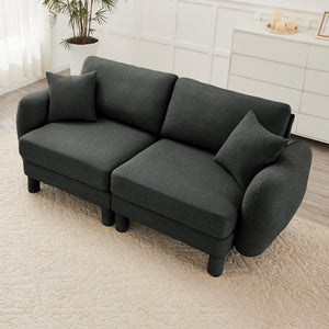 English Elm Boucle 2-Seater Loveseat Sofa In Dark Grey - Soft Fabric, Shell-Shaped Armrests, Modern Comfort W3041S00298