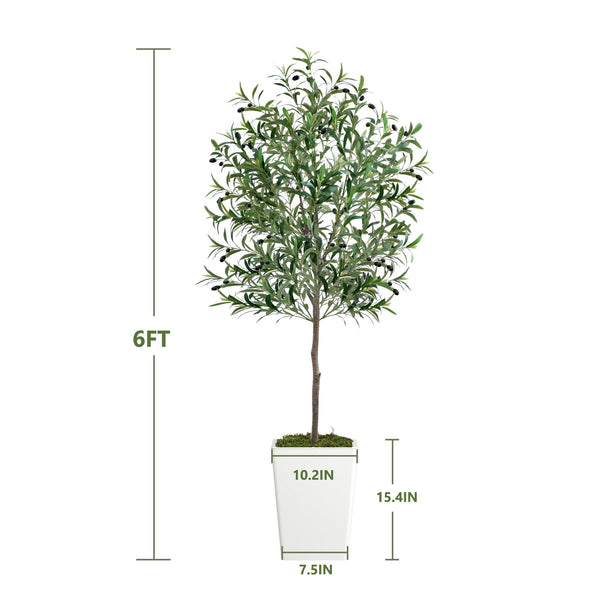 English Elm Artificial Olive Tree 6Ft In Pot With Faux Moss - Elegant Décor For Home & Office, Low Maintenance T3210P298176