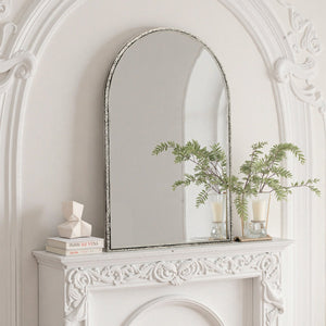 English Elm Arched Decorative Wall Mirror for Bathroom Vanity and Entryway — Elegant Arch Design for Living Room Bedroom Silver W757P251825
