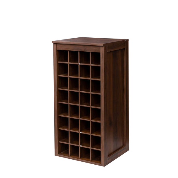 English Elm brown Modular 32-Bottle Wine Cabinet Buffet with Walnut Finish, 32-Slot Storage, Durable Melamine Wood W331P234975