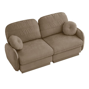 English Elm Chenille Cloud Loveseat with Quilted Back Cushions Deep Foam Seat Modern Living Room Sofa Light Coffee W714S01756