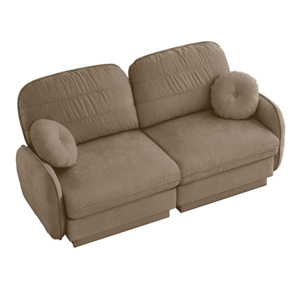 English Elm Chenille Cloud Loveseat with Quilted Back Cushions Deep Foam Seat Modern Living Room Sofa Light Coffee W714S01756