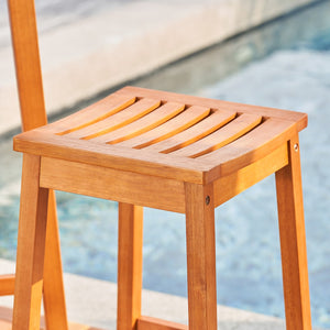 English Elm Honey Eucalyptus Outdoor Dining Stool - Durable, Stylish Wood Seating For Patios And Porches B093P401136