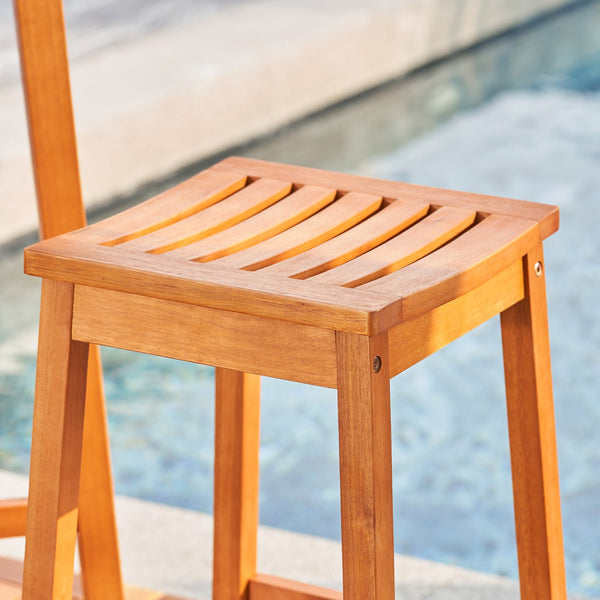English Elm Honey Eucalyptus Outdoor Dining Stool - Durable, Stylish Wood Seating For Patios And Porches B093P401136