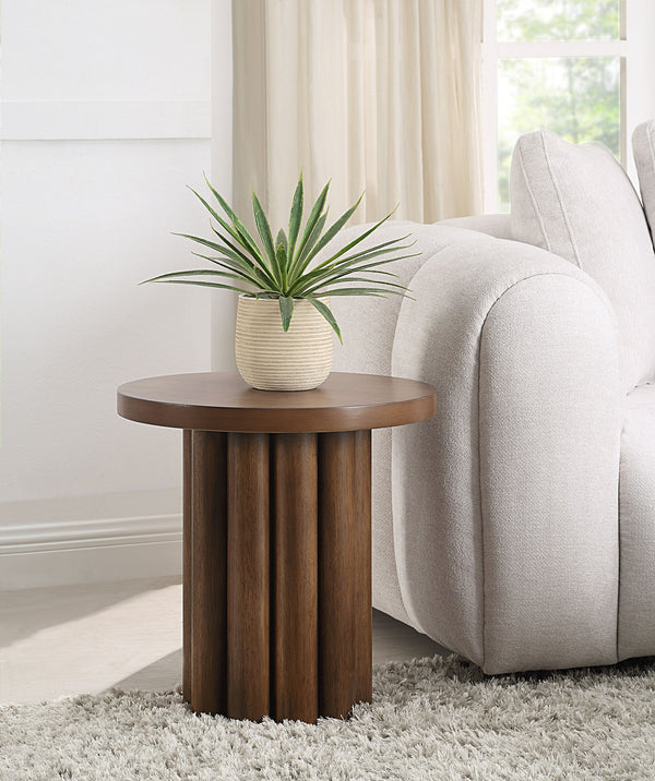 English Elm Loanna Modern Brown Wooden End Table with Thickened Top, Durable MDF & Birch Veneer Accent B2726P246345