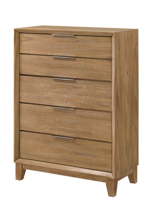 English Elm 1pc Modern 4-Drawer Tall Storage Chest in Mist Finish — Sleek Bedroom Organizer with Spacious Drawers Natural Wood 20.1 L x 38 W x 49.6 H B2741P404876