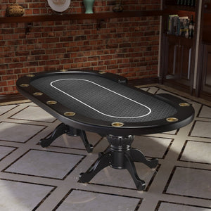 English Elm 96" Oval Casino Poker Table Seats 10 with Speed Cloth Felt Vinyl Armrest Cup Holders Black W2748S00023