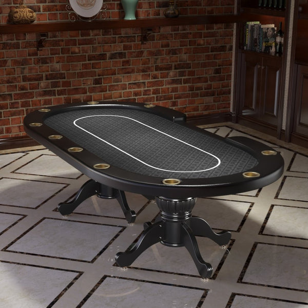 English Elm 96" Oval Casino Poker Table Seats 10 with Speed Cloth Felt Vinyl Armrest Cup Holders Black W2748S00023
