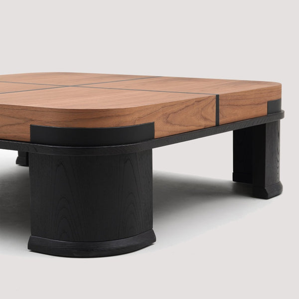 English Elm French Classic Square Coffee Table with Walnut Elm Veneer Top for Living Room T5686P508399