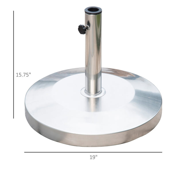 English Elm Outsunny 55lb Cement Filled Stainless Steel Umbrella Base with Polished Round Design W2225P174195