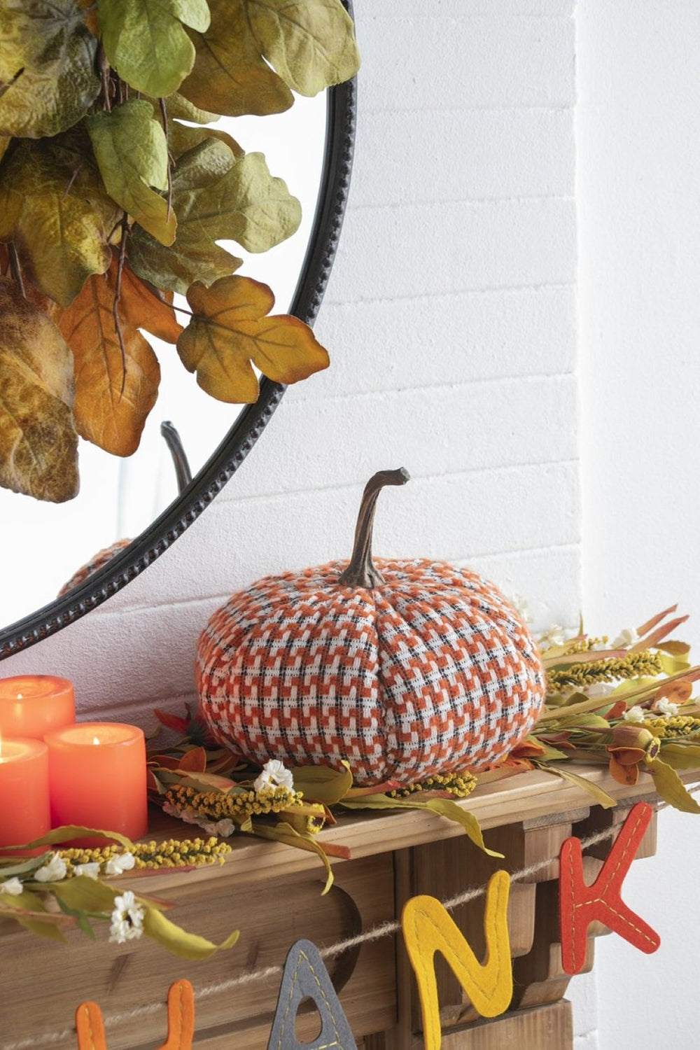 English Elm Set Of 2 Fabric Pumpkins - Cozy Orange Autumn Decor For Thanksgiving, Fall Festivals & Home Styling W2078P246704-GIGA
