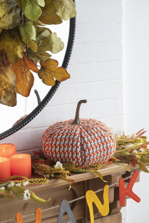 English Elm Set Of 2 Fabric Pumpkins - Cozy Orange Autumn Decor For Thanksgiving, Fall Festivals & Home Styling W2078P246704-GIGA