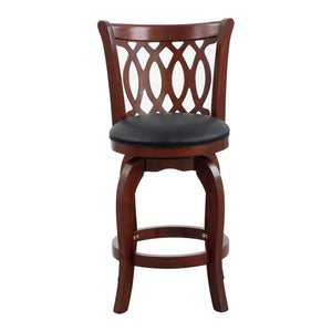 English Elm Comfortable Swivel Counter Height Chair - Dark Cherry Faux Leather, Solid Wood Frame For Stylish Seating B011P238918