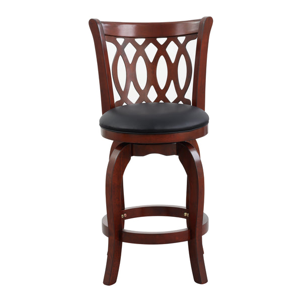 English Elm Comfortable Swivel Counter Height Chair - Dark Cherry Faux Leather, Solid Wood Frame For Stylish Seating B011P238918