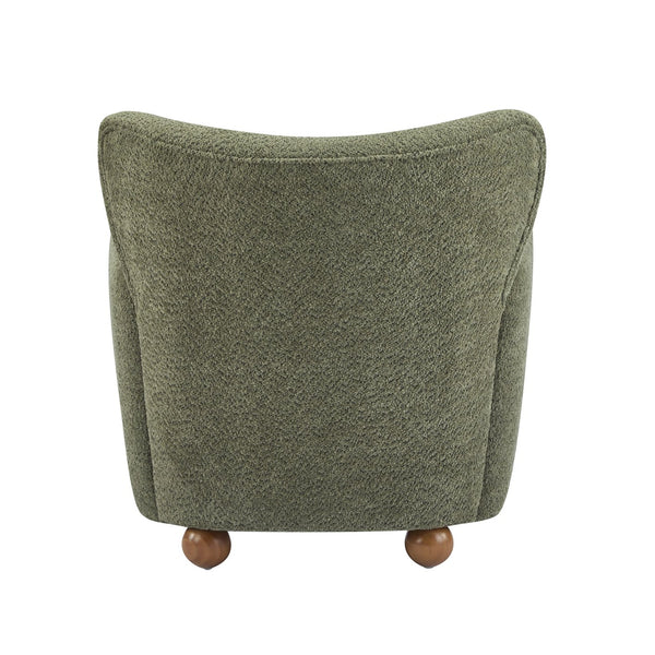 English Elm Christopher Knight Home® - Cozy Wingback Armchair with Plush Bouclé Upholstery, Solid Wood Legs, Timeless Elegant Comfort Olive Green,Teak 32 L x 29.5 W x 26.75 H N776P293322G