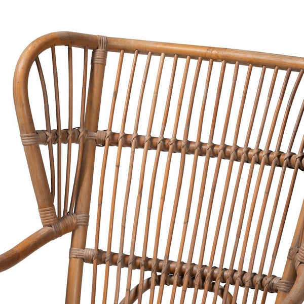English Elm Modern Handcrafted Rattan Armchair Openwork Weave Bohemian Living Room Accent B2750P420360