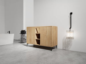 English Elm Soft Close Doors & Open Storage Rack, 48-Inch Freestanding Bathroom Vanity With Plywood Finish W999125009-GIGA