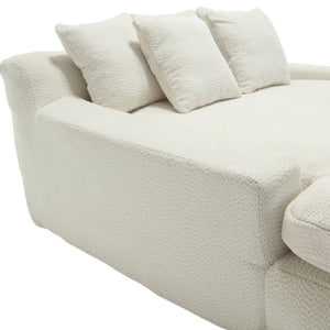 English Elm COOLMORE Chenille 2-Seater Lazy Sofa with 5 Supportive Back Pillows, Deep Seat Couch for Lounge White W395P197923